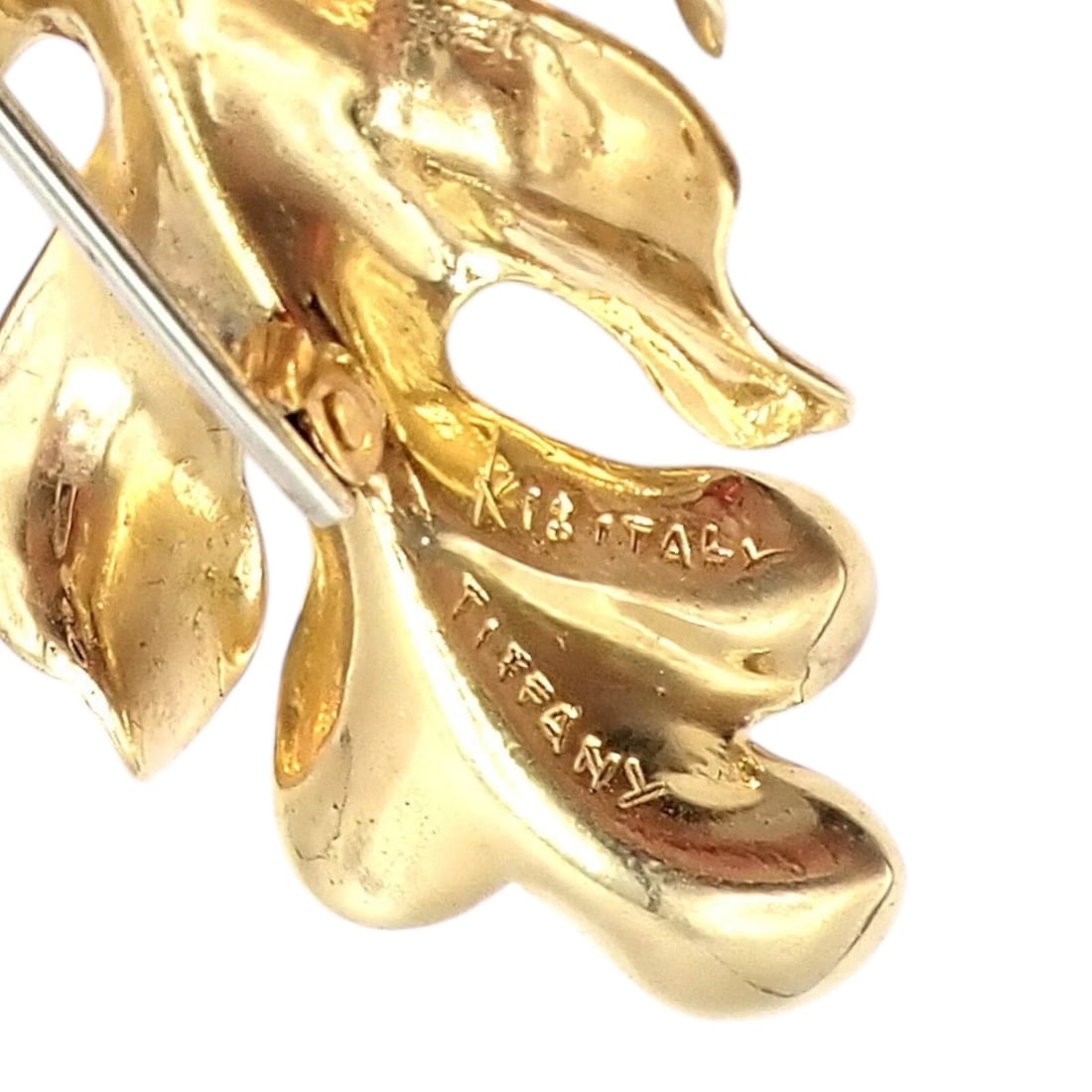 Vintage! Tiffany & Co. 18k Yellow Gold Leaf Pin Brooch - 3