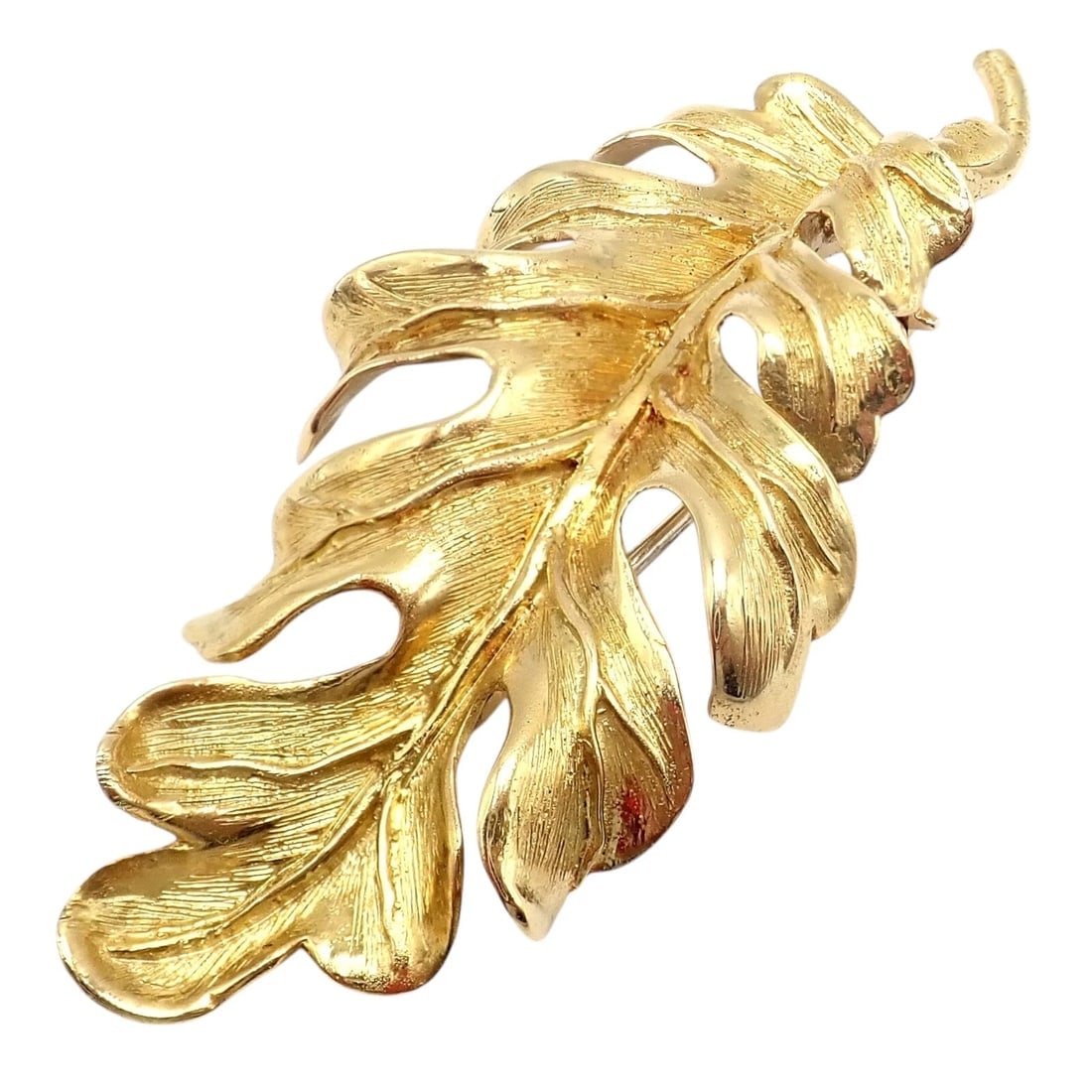 Vintage! Tiffany & Co. 18k Yellow Gold Leaf Pin Brooch - 6