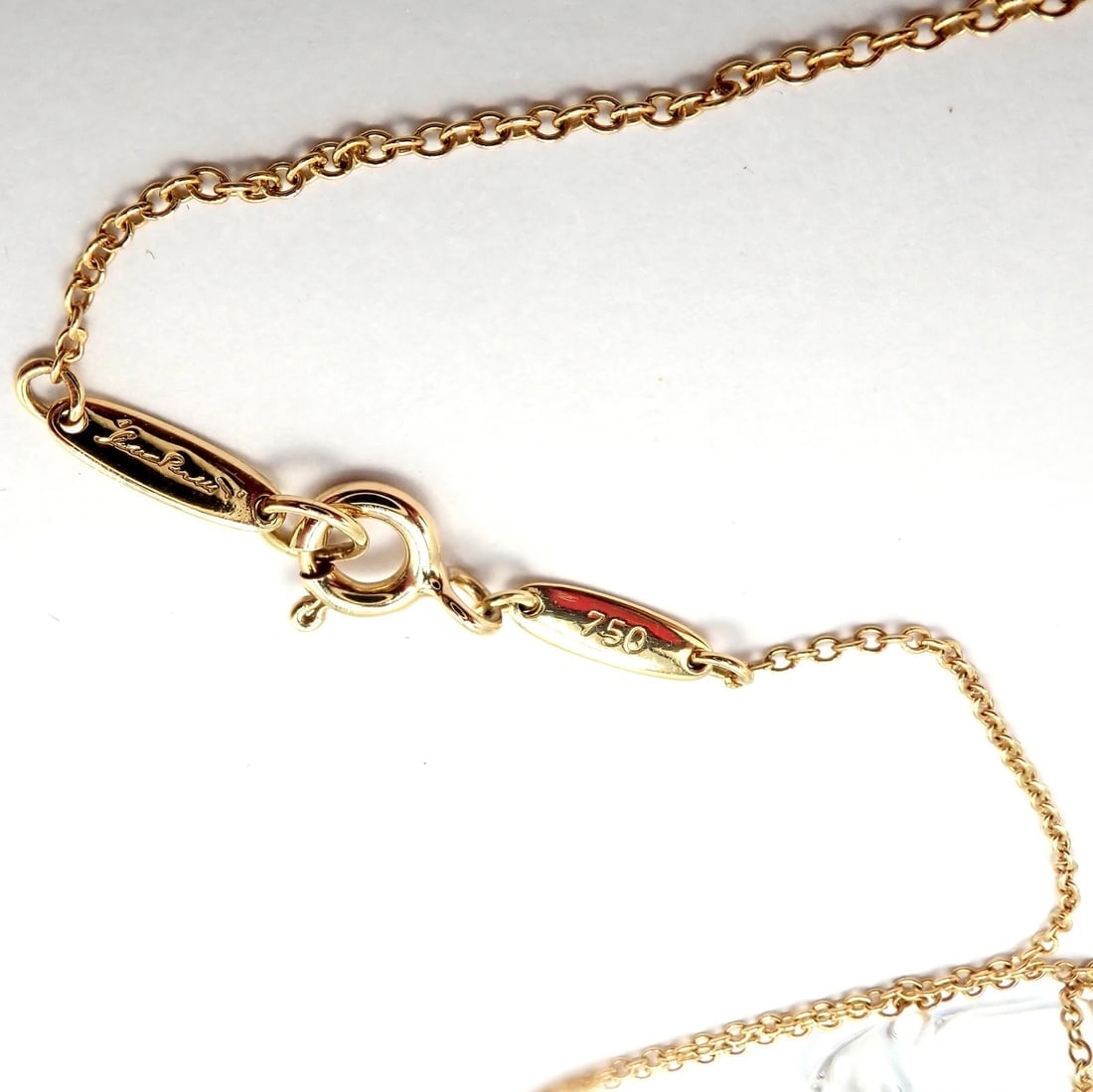 Tiffany & Co Peretti 18k Yellow Gold Large Open Heart Rock Crystal Necklace - 4