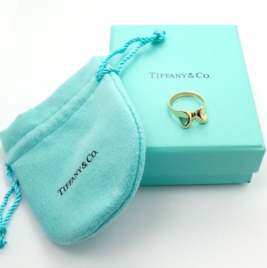 Tiffany & Co. 18k Yellow Gold Peretti Butterfly Bow Ring Sz 5.5 - 4