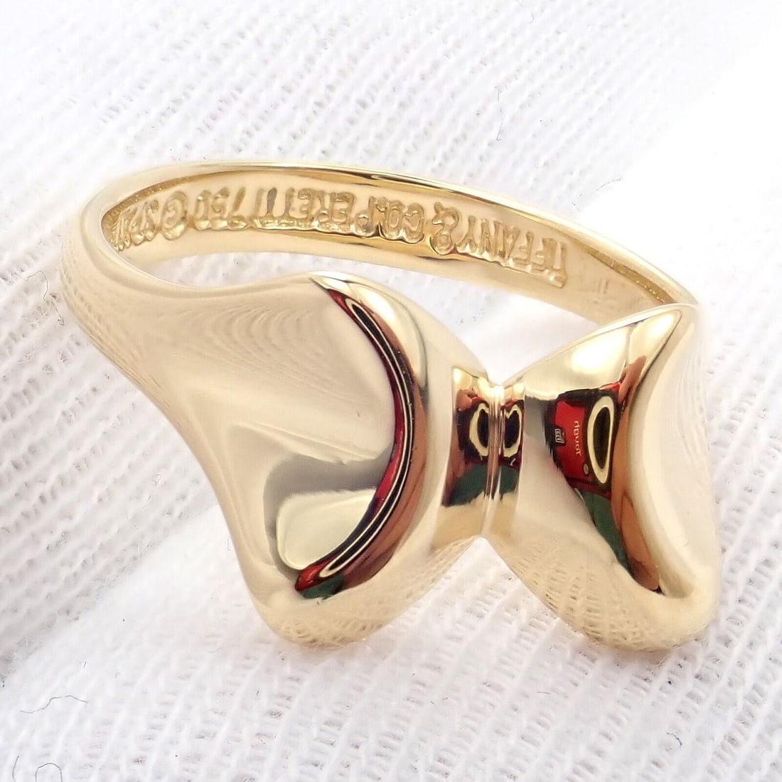 Tiffany & Co. 18k Yellow Gold Peretti Butterfly Bow Ring Sz 5.5 - 5