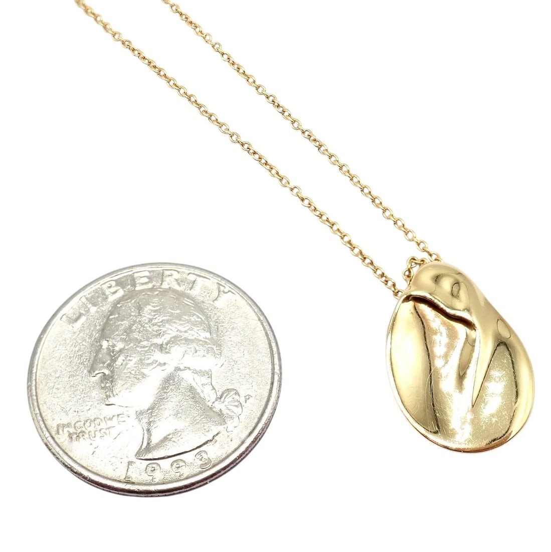Tiffany & Co Peretti 18k Yellow Gold Madonna Medium Pendant Chain Necklace - 3