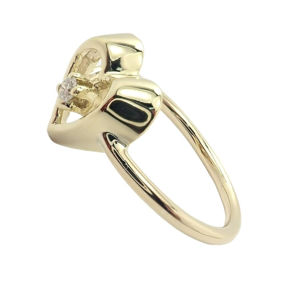 Authentic! Vintage Tiffany & Co 18k Yellow Gold Diamond Heart Ring - 8