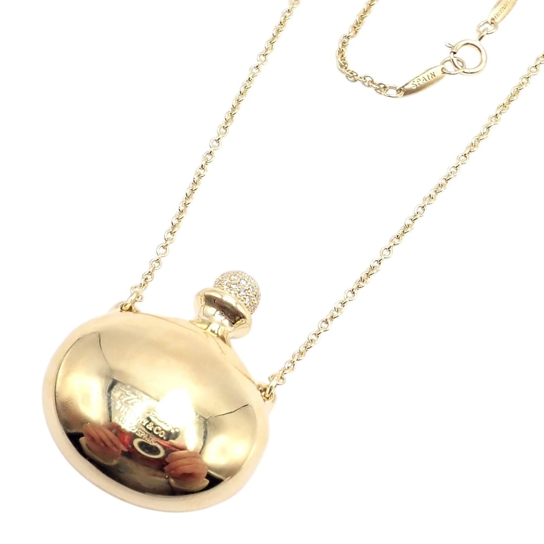 Rare! Tiffany & Co Peretti 18k Yellow Gold Diamond Extra Large Bottle Necklace - 8