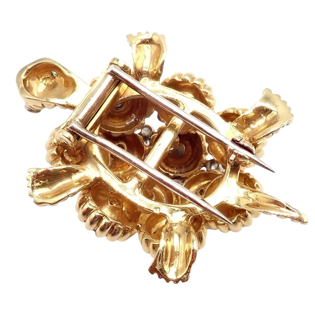 Rare! Authentic Tiffany & Co. Turtle 18k Yellow Gold Diamond Sapphire Pin Brooch - 10