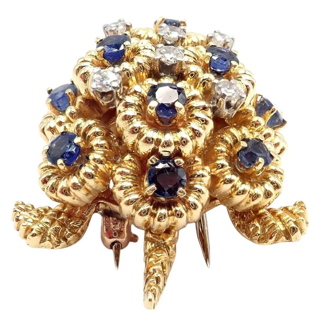 Rare! Authentic Tiffany & Co. Turtle 18k Yellow Gold Diamond Sapphire Pin Brooch - 11