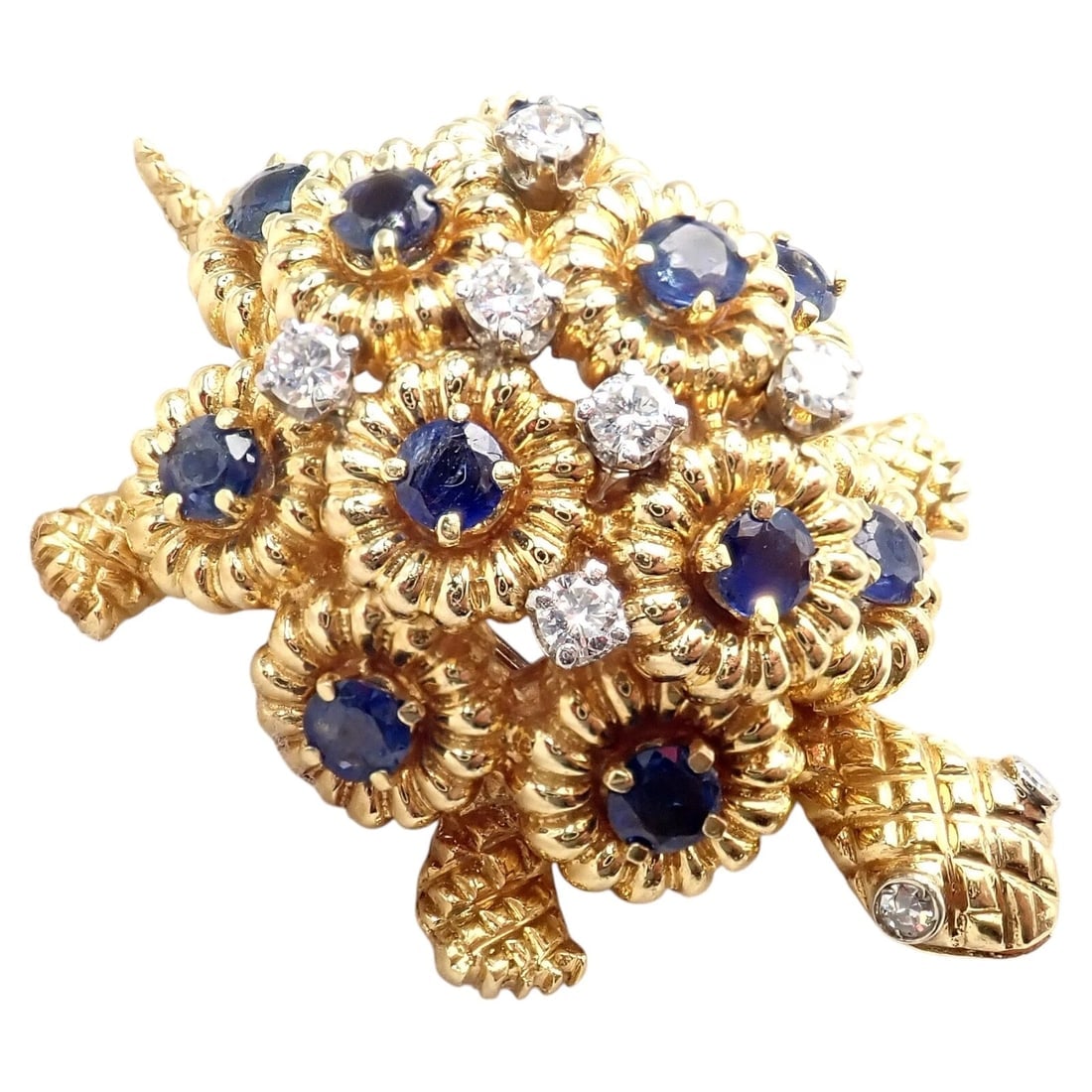 Rare! Authentic Tiffany & Co. Turtle 18k Yellow Gold Diamond Sapphire Pin Brooch - 8