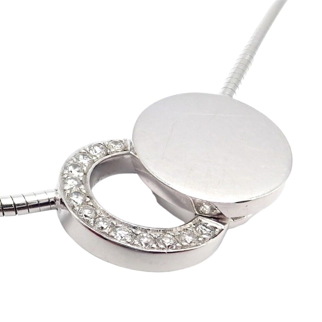 Rare! Authentic Modernist Dinh Van 18k White Gold Diamond Ombre De Lune Necklace - 10