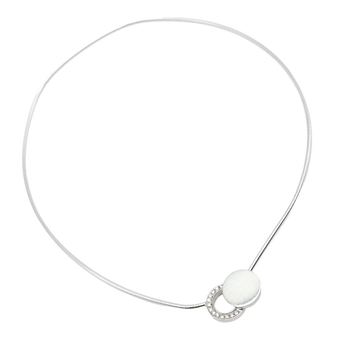 Rare! Authentic Modernist Dinh Van 18k White Gold Diamond Ombre De Lune Necklace - 11
