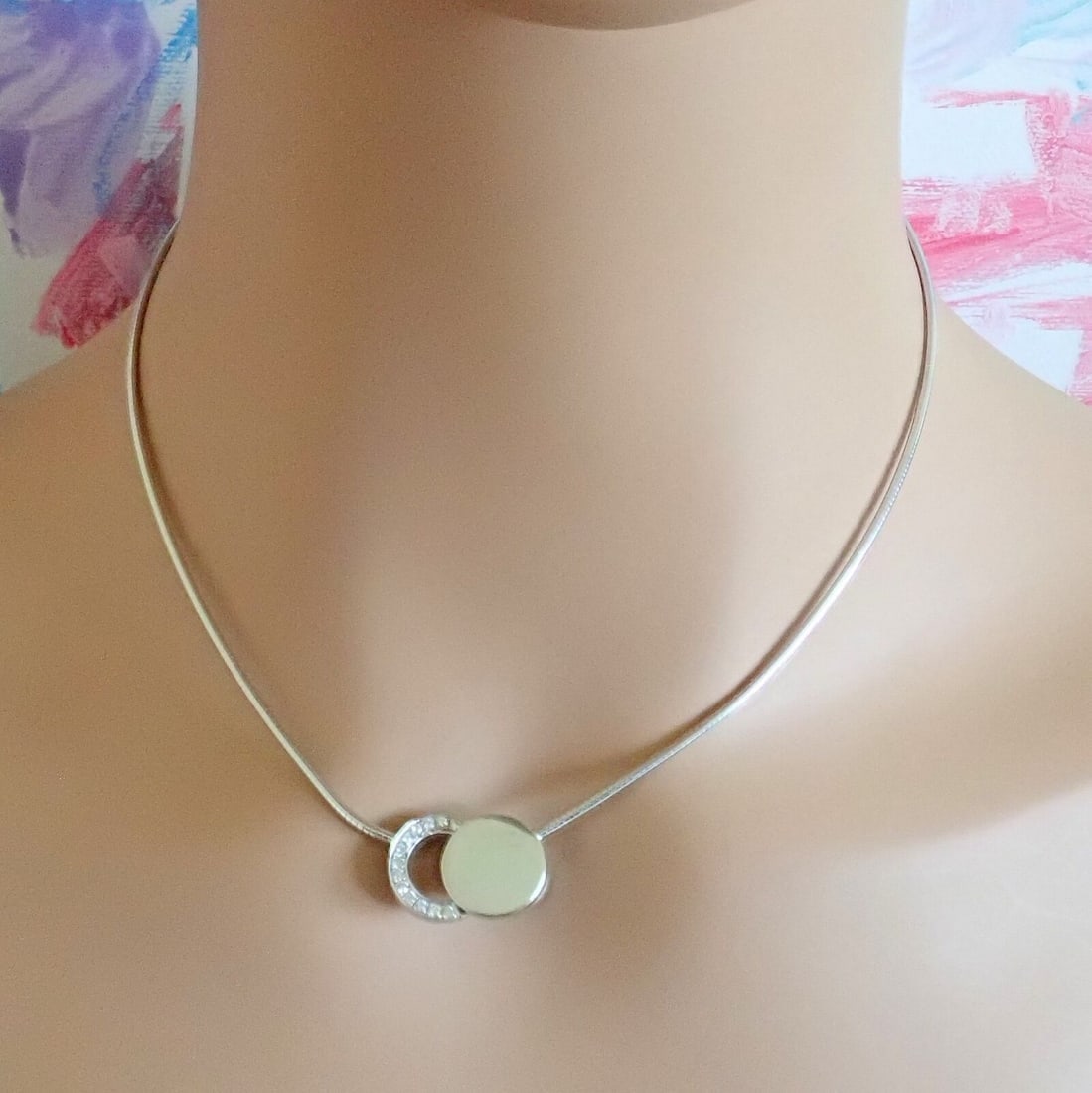 Rare! Authentic Modernist Dinh Van 18k White Gold Diamond Ombre De Lune Necklace - 5