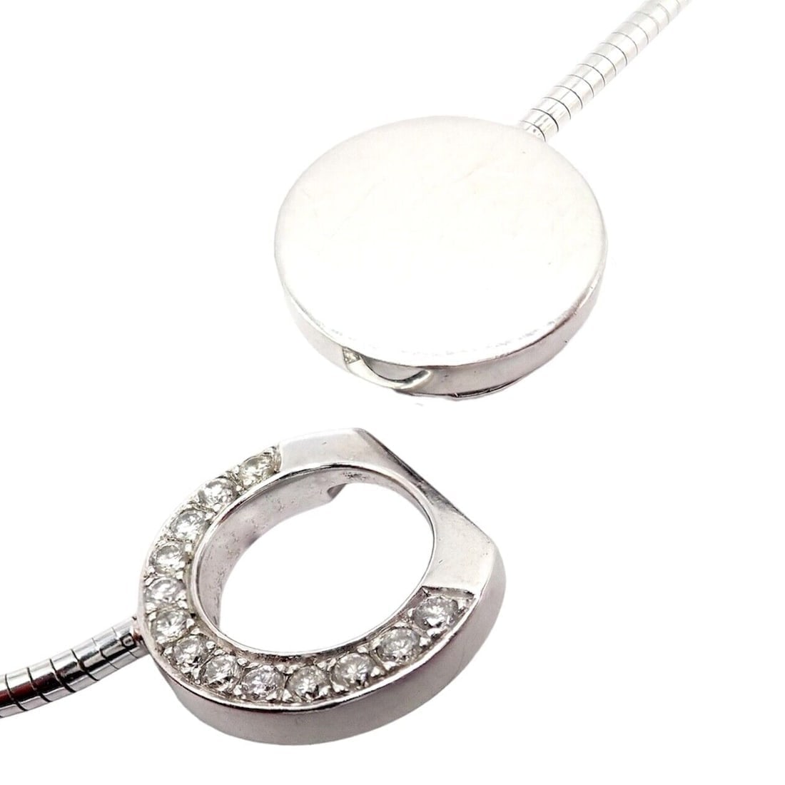 Rare! Authentic Modernist Dinh Van 18k White Gold Diamond Ombre De Lune Necklace - 7