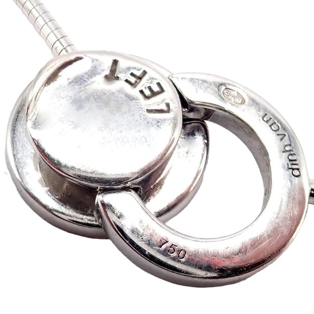Rare! Authentic Modernist Dinh Van 18k White Gold Diamond Ombre De Lune Necklace - 8