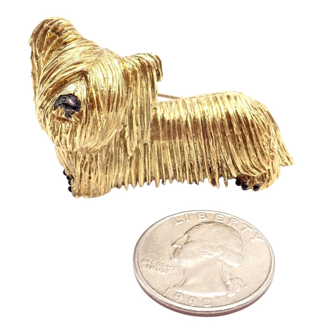 Rare! Vintage Tiffany & Co 18k Yellow Gold Enamel Dog Terrier Brooch Pin 1960's - 3