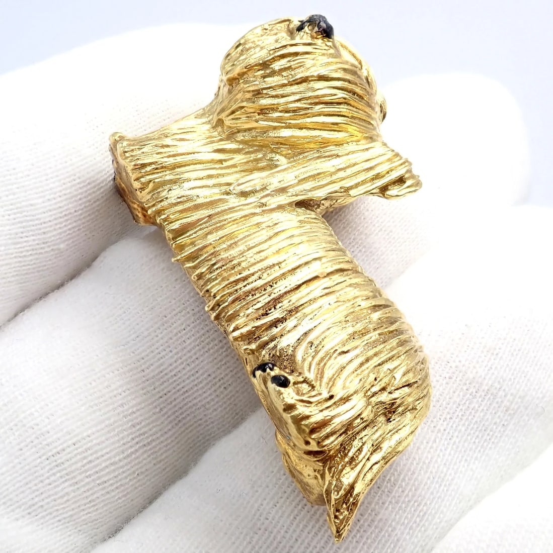 Rare! Vintage Tiffany & Co 18k Yellow Gold Enamel Dog Terrier Brooch Pin 1960's - 8