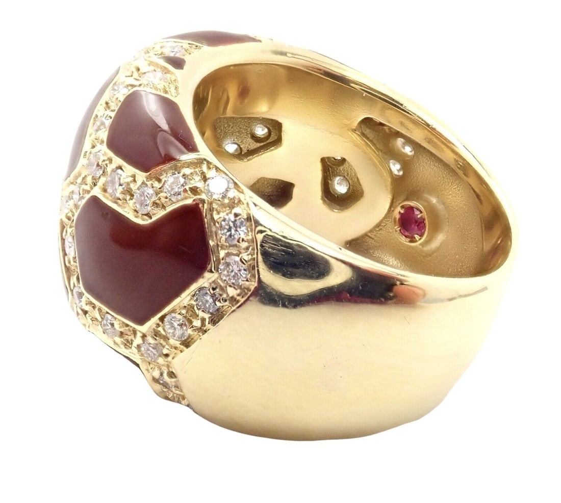 Authentic! Roberto Coin Giraffe 18k Yellow Gold Enamel Diamond Ring - 3