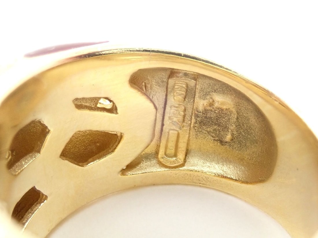 Authentic! Roberto Coin Giraffe 18k Yellow Gold Enamel Diamond Ring - 4