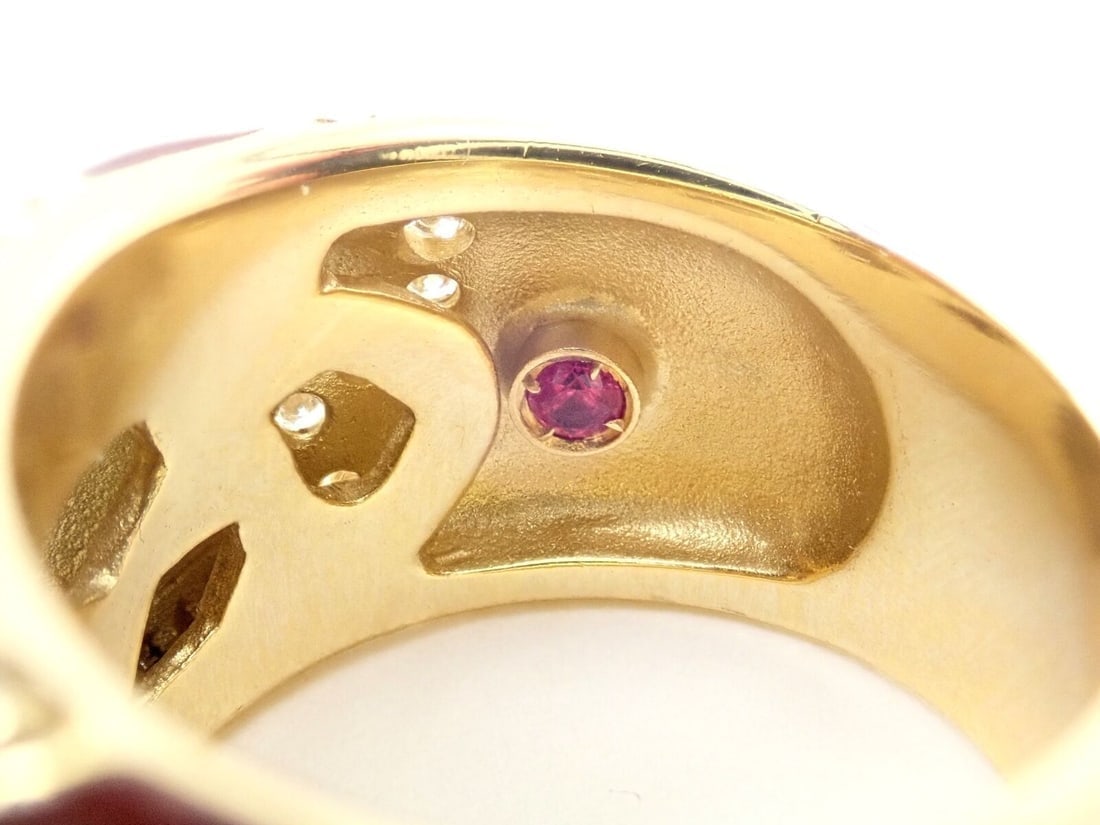 Authentic! Roberto Coin Giraffe 18k Yellow Gold Enamel Diamond Ring - 5