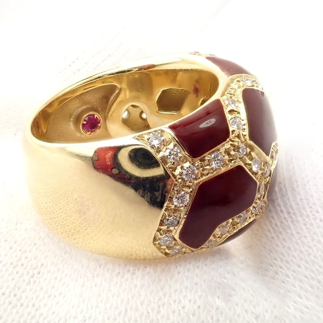 Authentic! Roberto Coin Giraffe 18k Yellow Gold Enamel Diamond Ring - 7