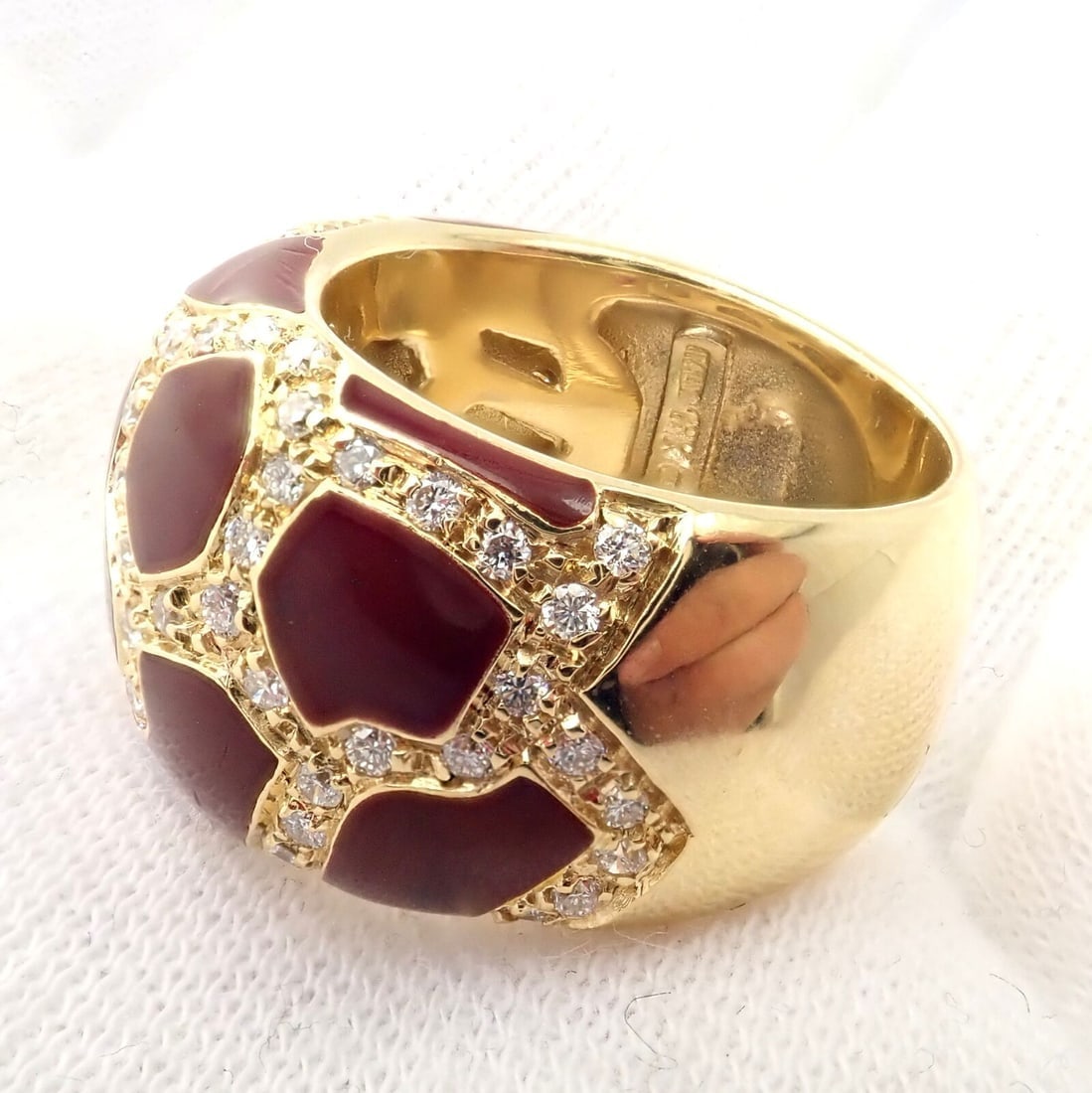 Authentic! Roberto Coin Giraffe 18k Yellow Gold Enamel Diamond Ring - 8
