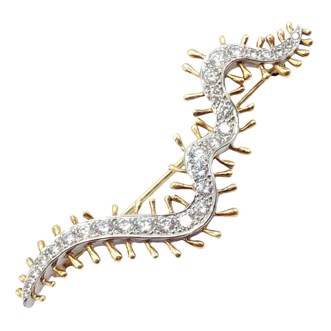 Vintage Tiffany & Co. Platinum 18k Yellow Gold Diamond Centipede Pin Brooch 1988 - 10