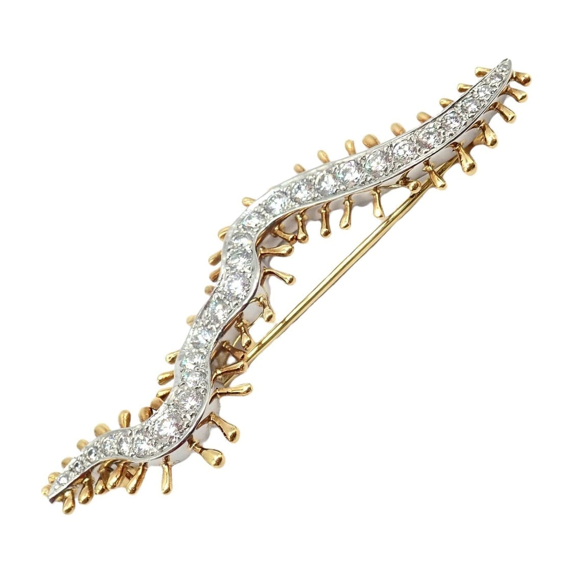 Vintage Tiffany & Co. Platinum 18k Yellow Gold Diamond Centipede Pin Brooch 1988 - 8