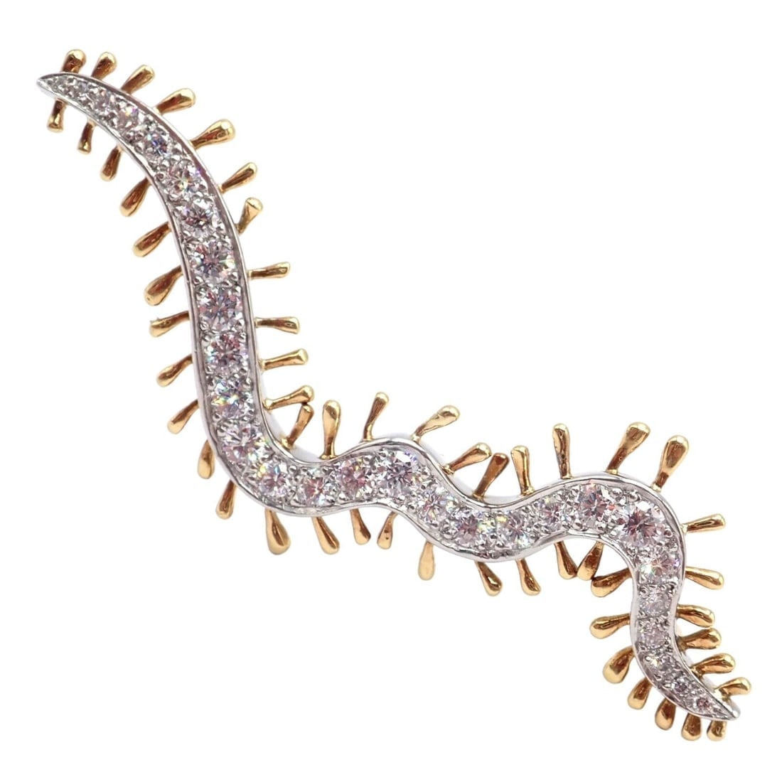 Vintage Tiffany & Co. Platinum 18k Yellow Gold Diamond Centipede Pin Brooch 1988 - 9