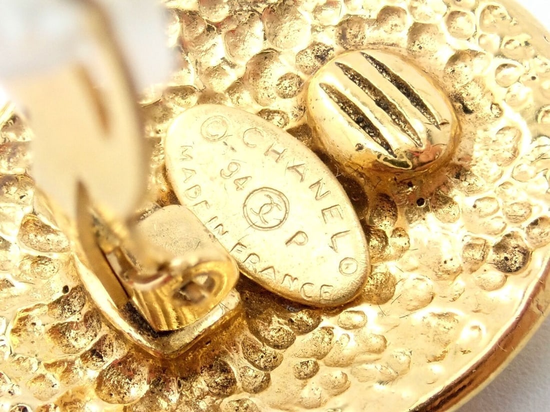 Rare! Vintage Chanel Paris France Logo Earrings 1994 Spring Collection - 2