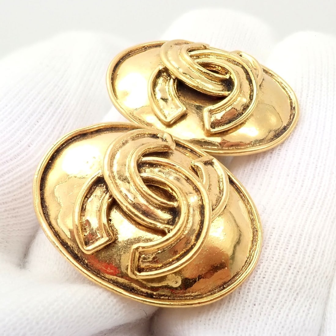 Rare! Vintage Chanel Paris France Logo Earrings 1994 Spring Collection - 5