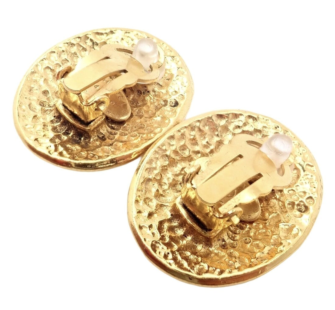 Rare! Vintage Chanel Paris France Logo Earrings 1994 Spring Collection - 9