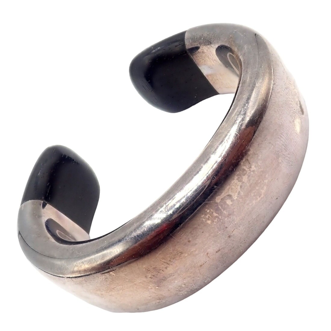 Vintage Tiffany & Co Sterling Silver Andreas Mikkelson Ebony Wood Cuff Bracelet - 2