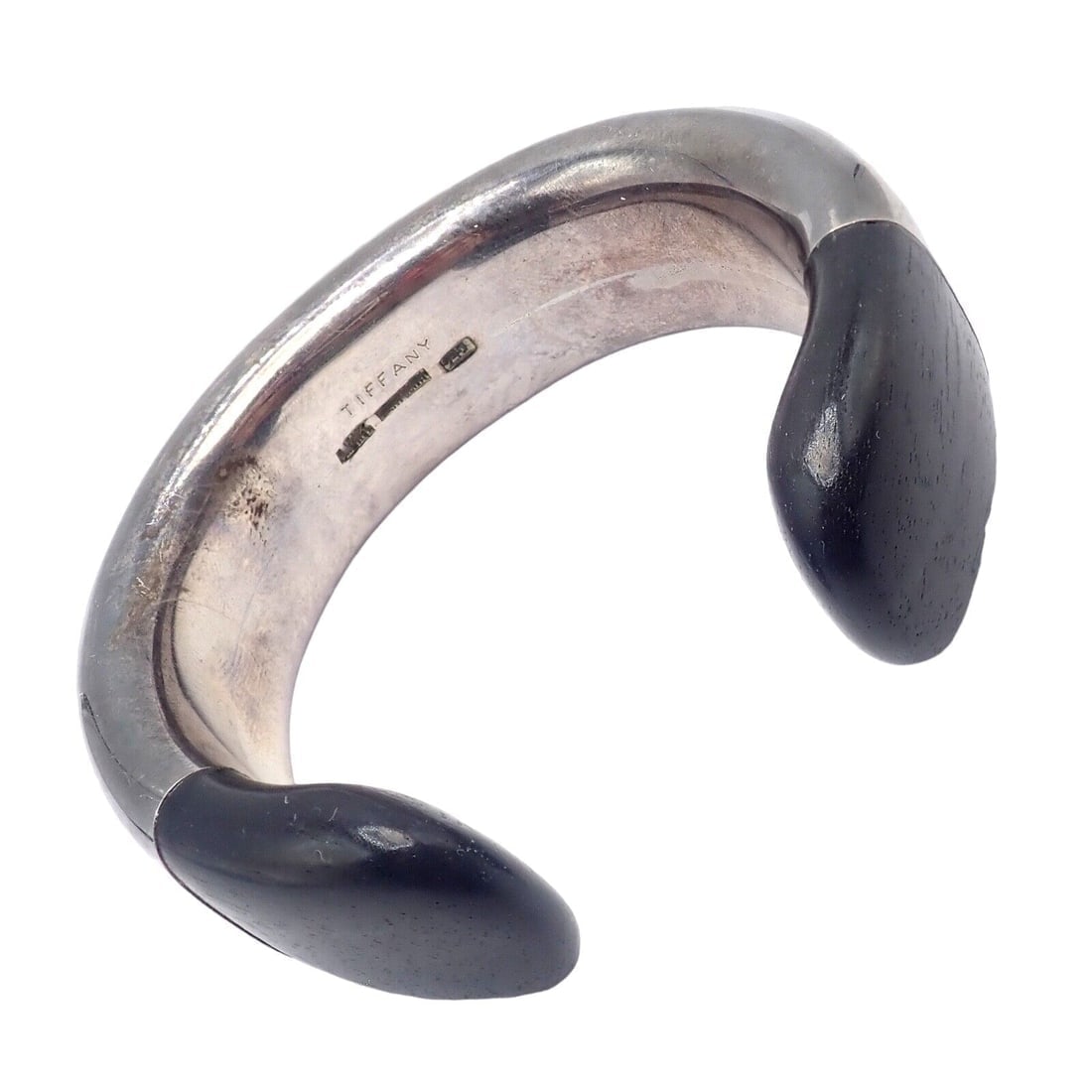 Vintage Tiffany & Co Sterling Silver Andreas Mikkelson Ebony Wood Cuff Bracelet - 7