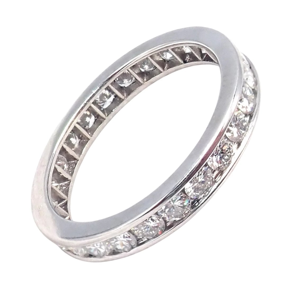 Tiffany & Co Platinum 0.80ct Diamond Full Circle Eternity 3mm Band Ring sz 4.5 - 7