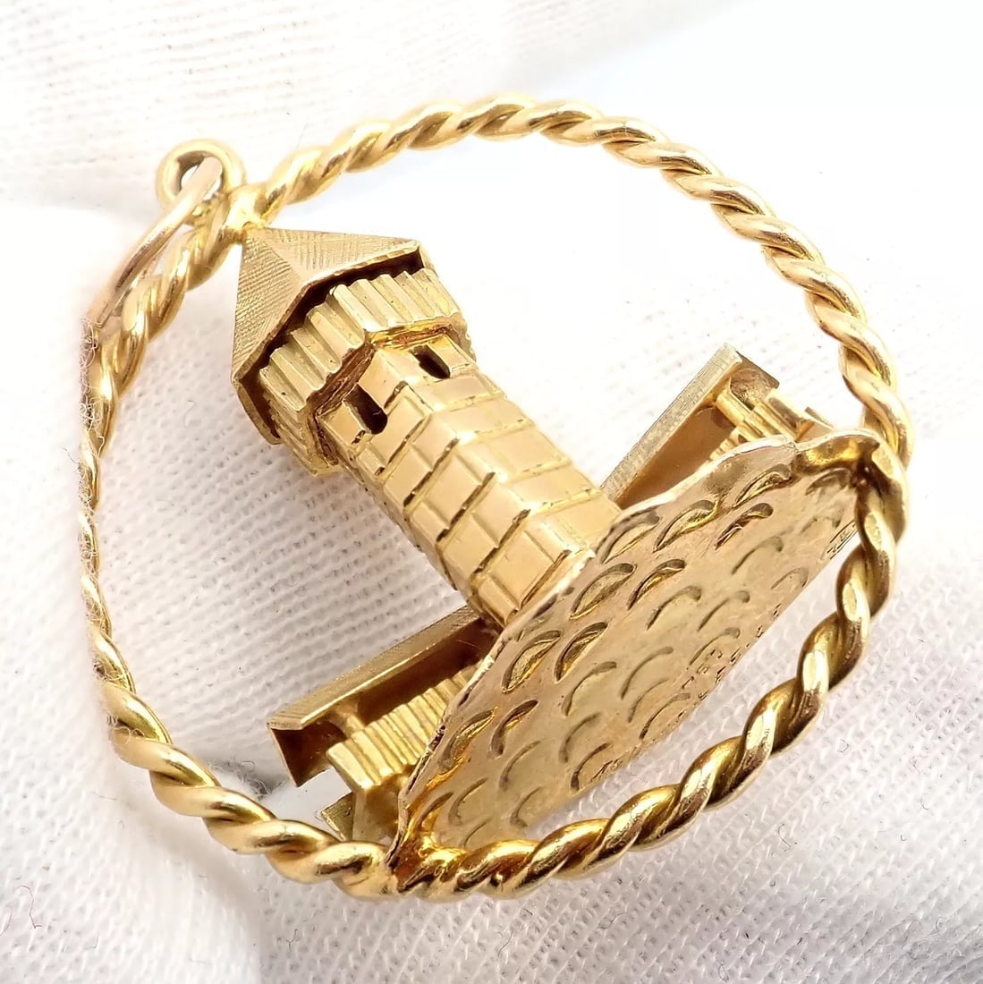 Rare! Vintage Gubelin 18k Yellow Gold Tower Charm Pendant - 5