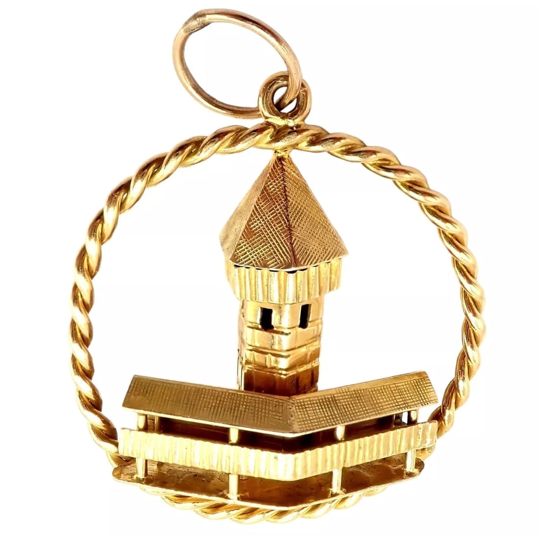 Rare! Vintage Gubelin 18k Yellow Gold Tower Charm Pendant - 8