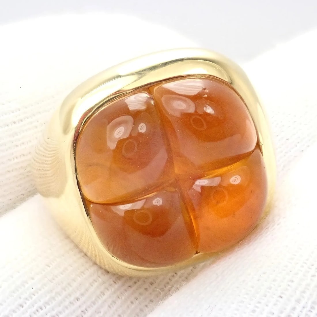 Rare! Authentic Pomellato 18k Yellow Gold Large 4 Citrine Ring Sz 6.5 (1 of 9)