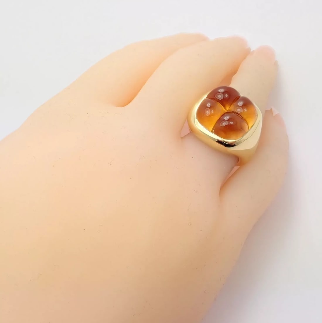 Rare! Authentic Pomellato 18k Yellow Gold Large 4 Citrine Ring Sz 6.5 - 2