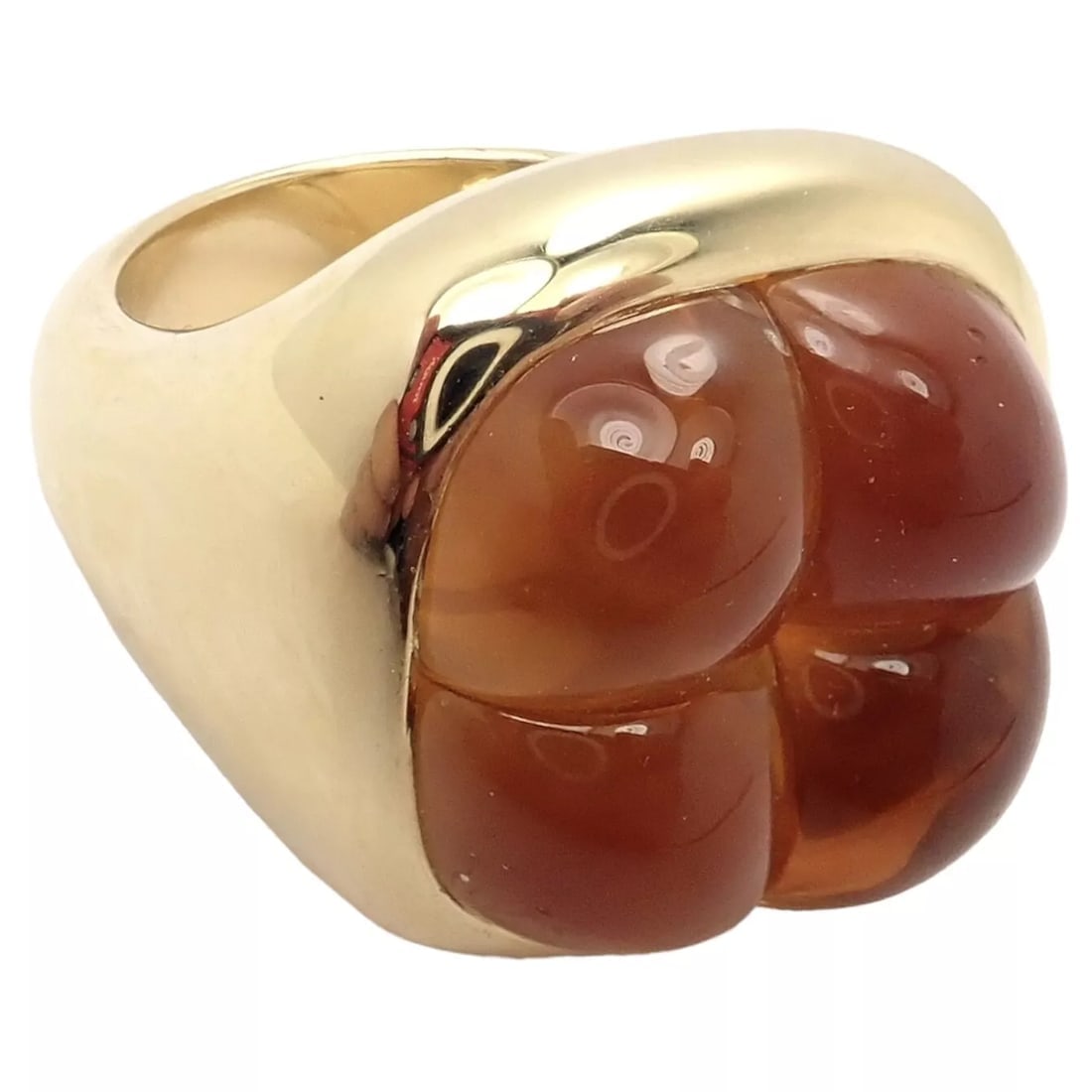 Rare! Authentic Pomellato 18k Yellow Gold Large 4 Citrine Ring Sz 6.5 - 4