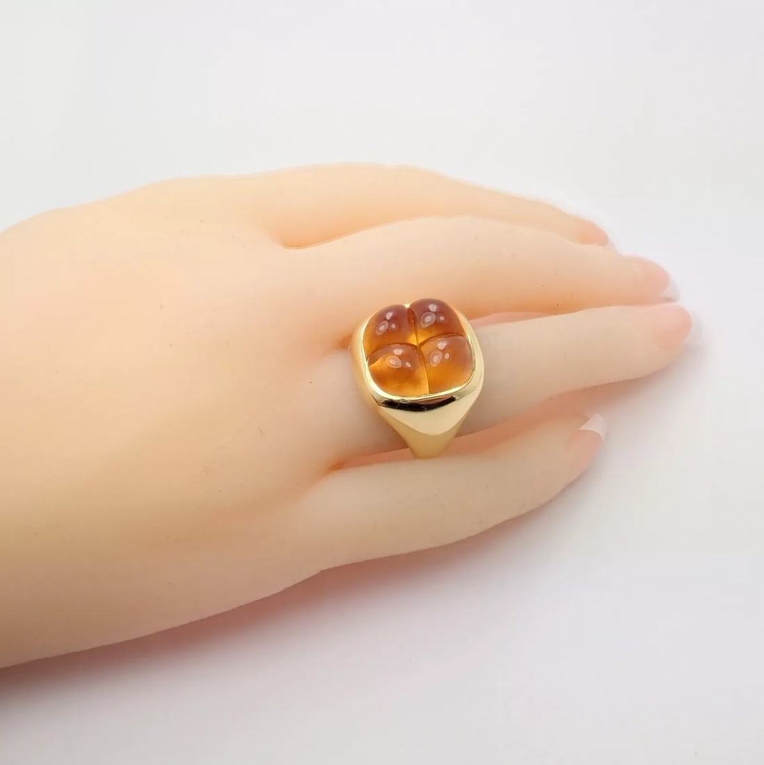 Rare! Authentic Pomellato 18k Yellow Gold Large 4 Citrine Ring Sz 6.5 - 9