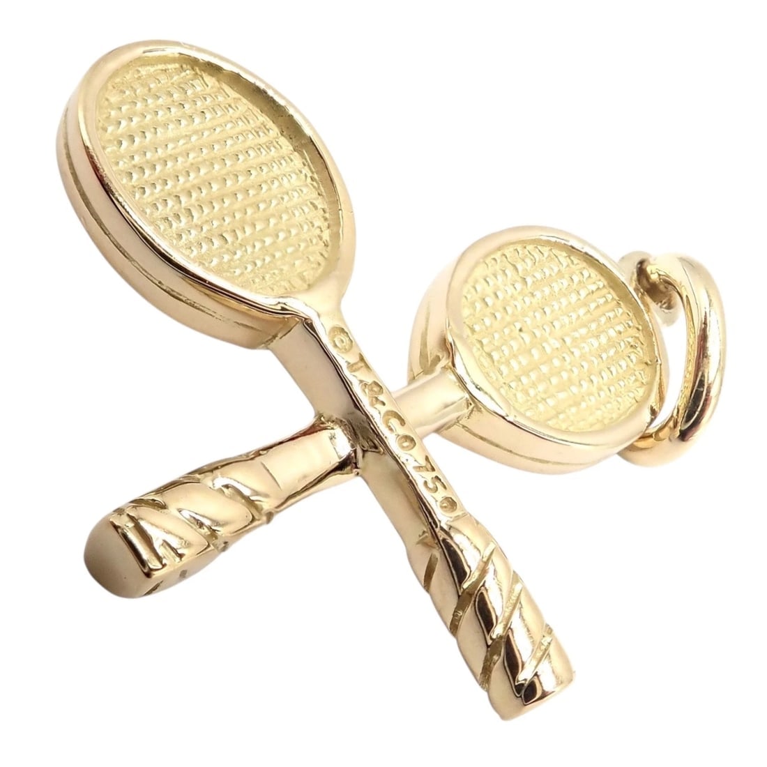 Rare Vintage Tiffany & Co. 18k Yellow + White Gold Tennis Rackets Diamond Charm - 3