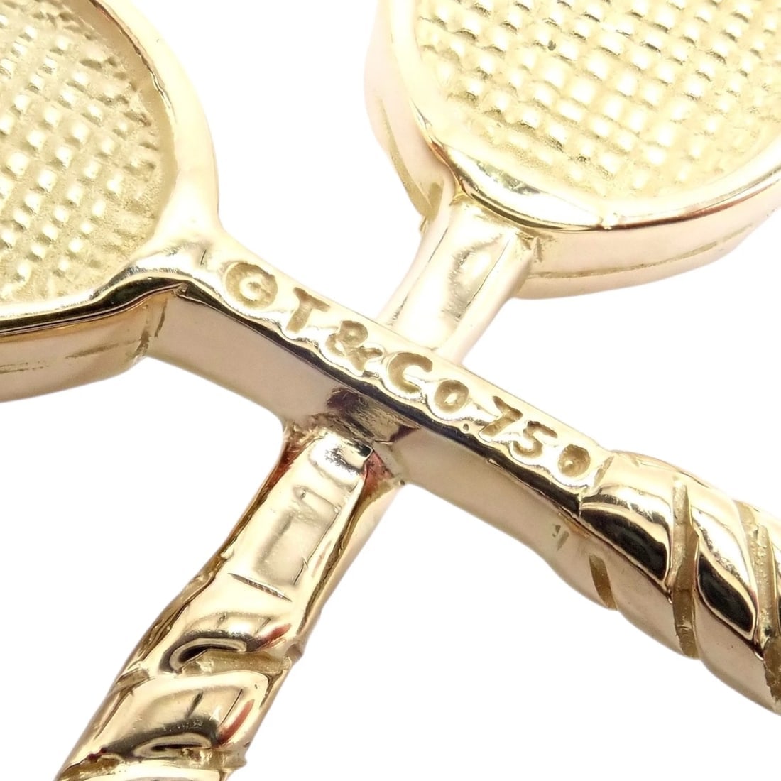 Rare Vintage Tiffany & Co. 18k Yellow + White Gold Tennis Rackets Diamond Charm - 4