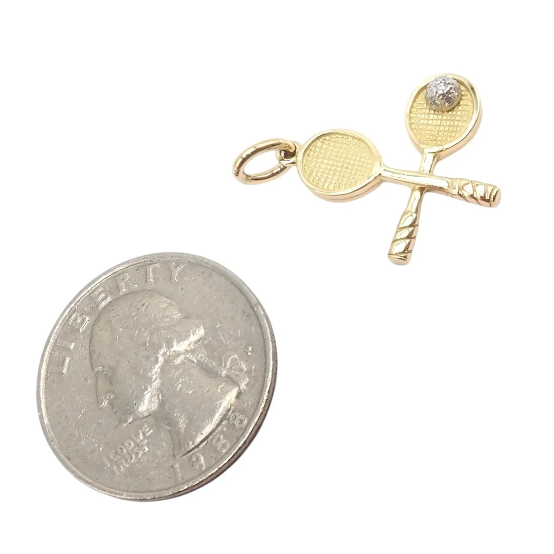 Rare Vintage Tiffany & Co. 18k Yellow + White Gold Tennis Rackets Diamond Charm - 5
