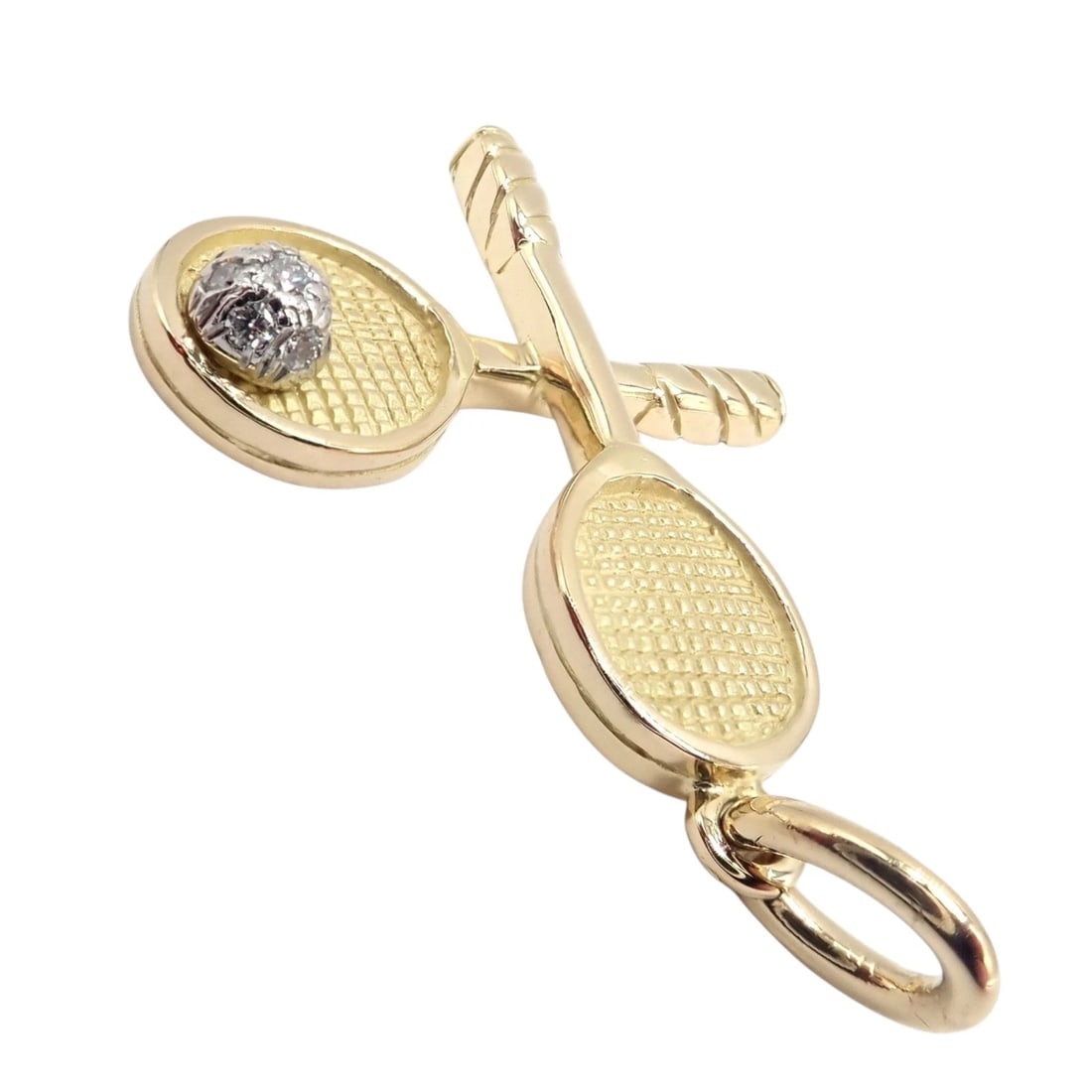 Rare Vintage Tiffany & Co. 18k Yellow + White Gold Tennis Rackets Diamond Charm - 8