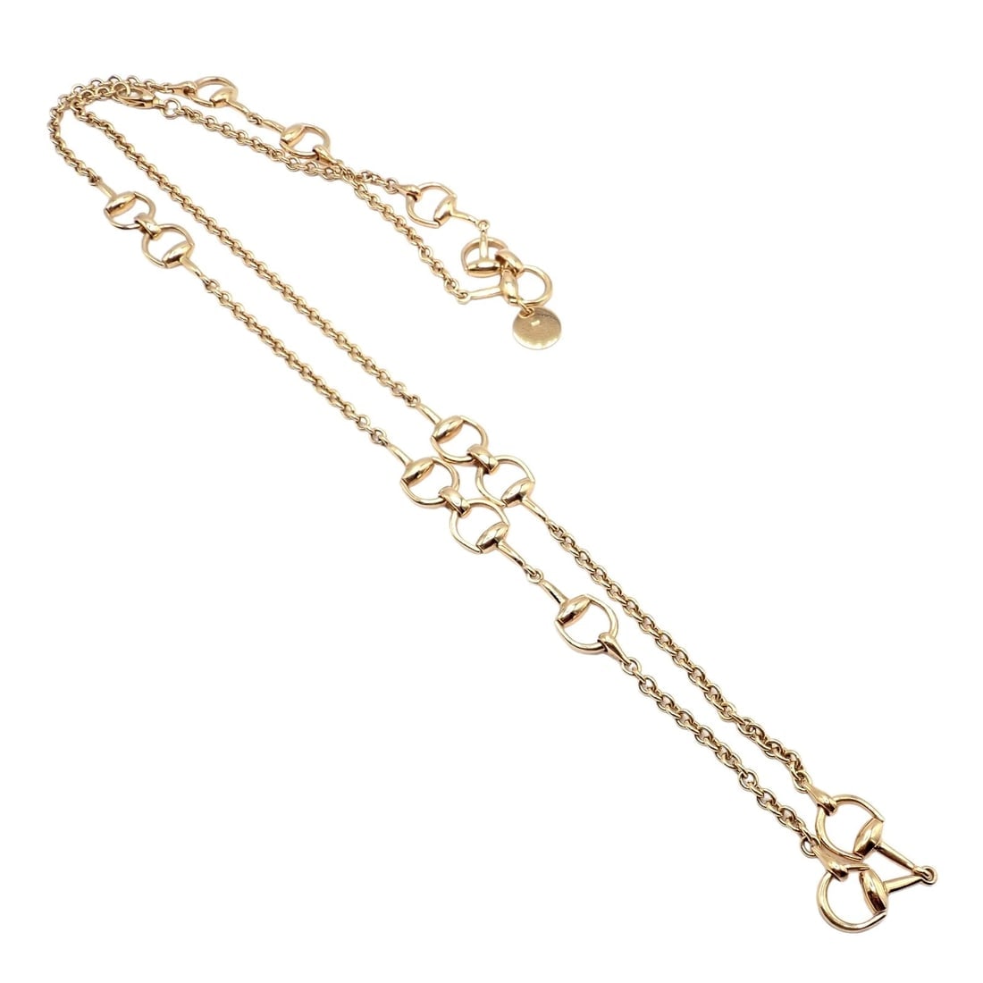 Rare! Authentic Gucci 18k Yellow Gold Horsebit 34.5" Long Chain Sautoir Necklace - 2