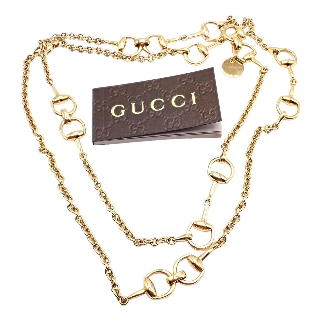 Rare! Authentic Gucci 18k Yellow Gold Horsebit 34.5" Long Chain Sautoir Necklace - 4
