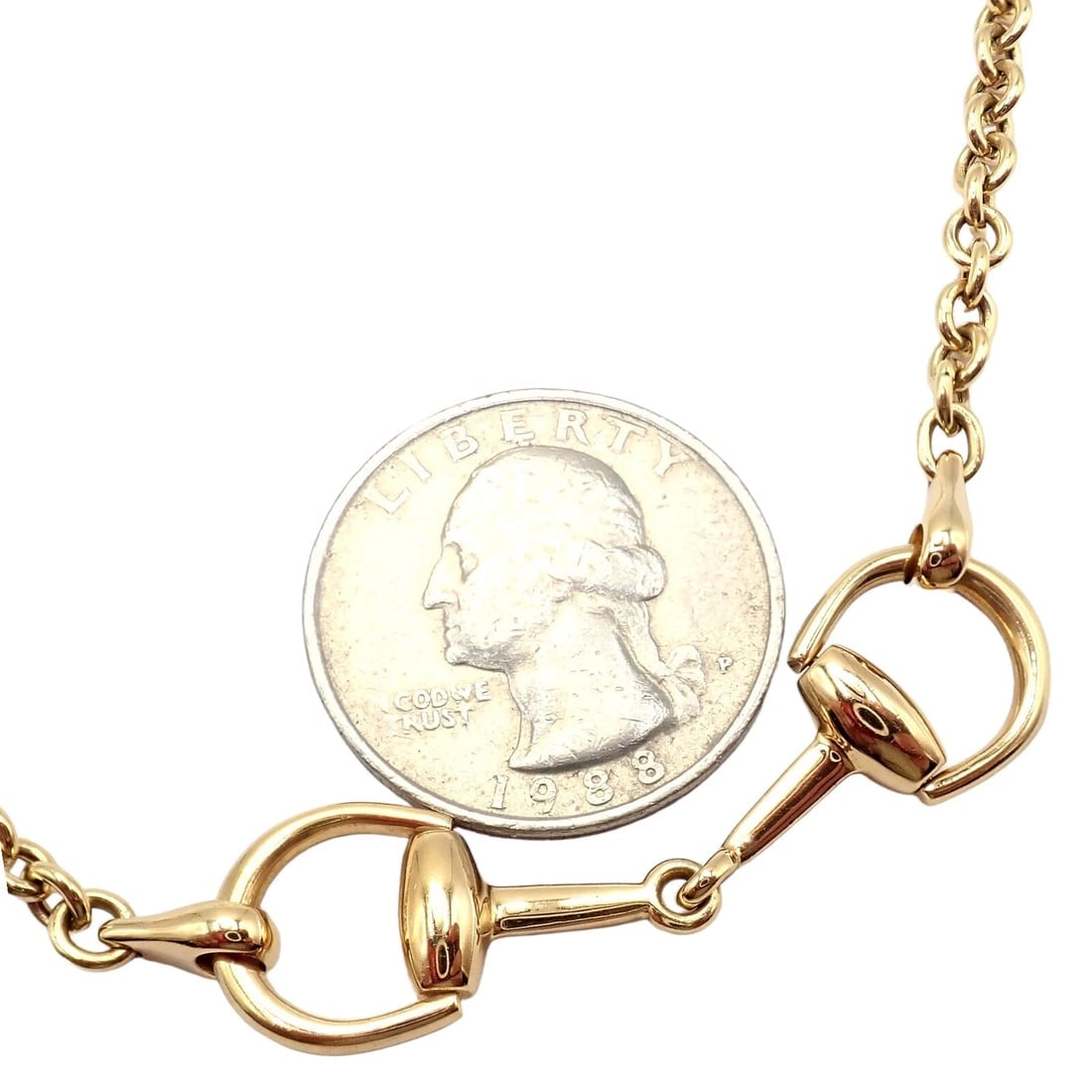 Rare! Authentic Gucci 18k Yellow Gold Horsebit 34.5" Long Chain Sautoir Necklace - 7
