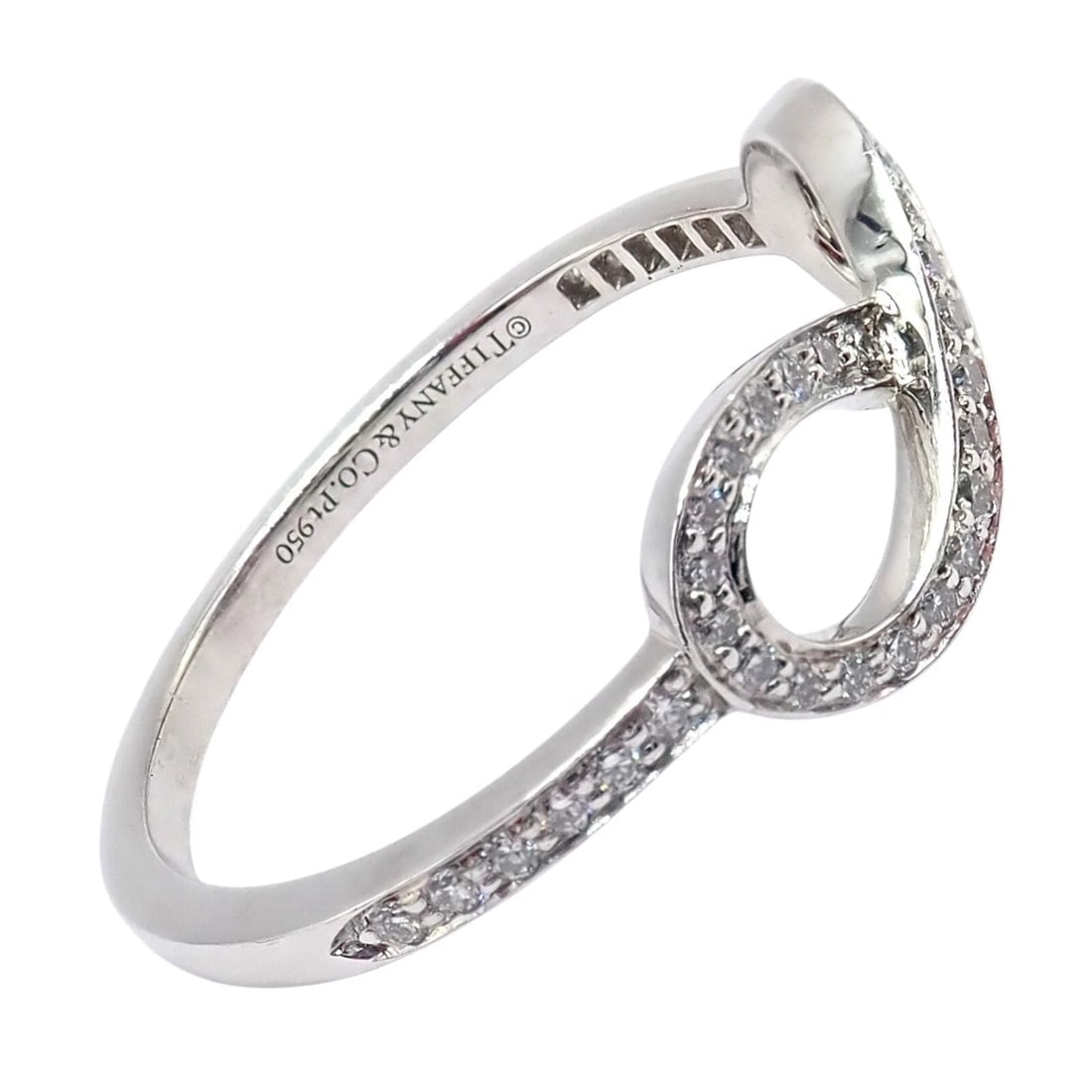 Tiffany & Co Platinum 0.12ct Diamond Infinity Stacking Ring sz 6.5 - 8