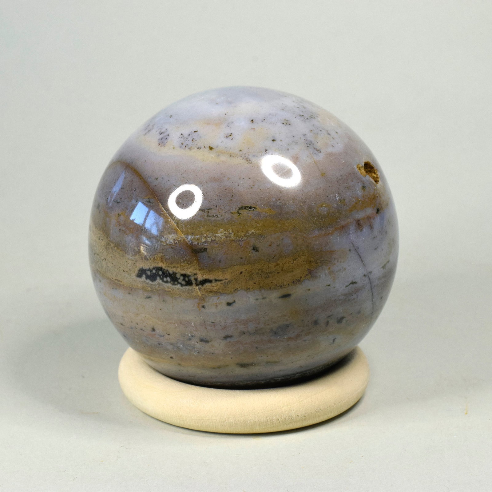 6.7 cm Polished Ocean Jasper sphere: Title: 6.7 cm Polished Ocean Jasper sphere Origin: Madagascar Size: 6.7 cm diameter Description: Species: Jasper (Ocean Jasper) Locality: Madagascar Diameter: 6.7 cm Weight: 0.39 kg Fine polished
