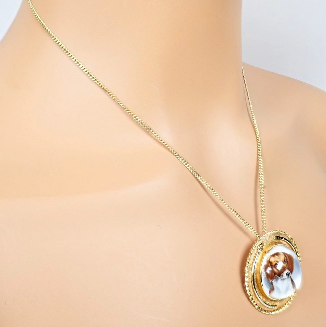 Vintage! Tiffany 14k Yellow Gold Essex Reverse Intaglio Dog Necklace Brooch - 5
