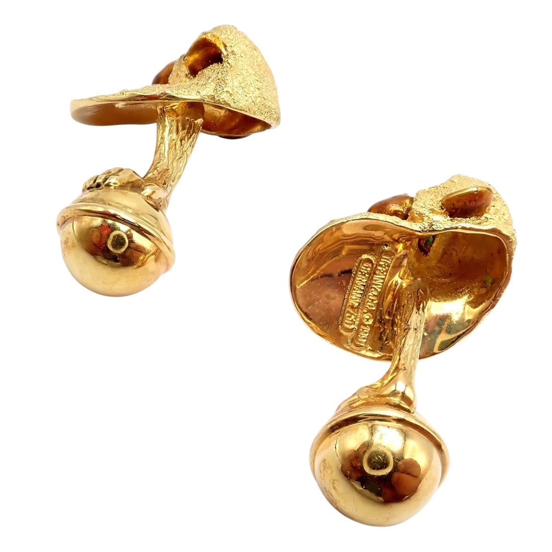 Vintage Tiffany & Co. 18k Yellow Gold Emerald Enamel Monkey Cufflinks 1991 - 5