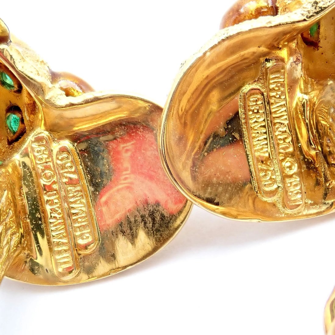 Vintage Tiffany & Co. 18k Yellow Gold Emerald Enamel Monkey Cufflinks 1991 - 6